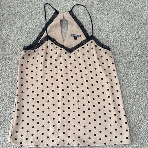 Express Beige Polka Dot Lace-Trim Cami